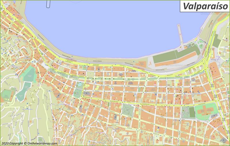 Valparaíso - Mapa del centro de la ciudad