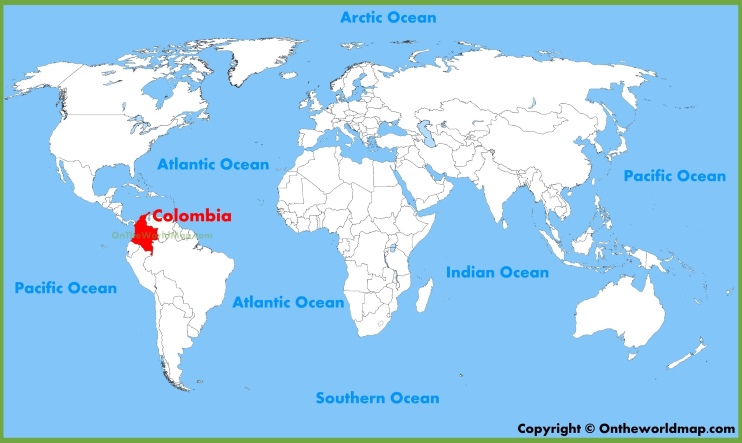 Ubicación de Colombia en el mapa mundial 
