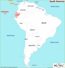 Galápagos en el mapa de América del Sur