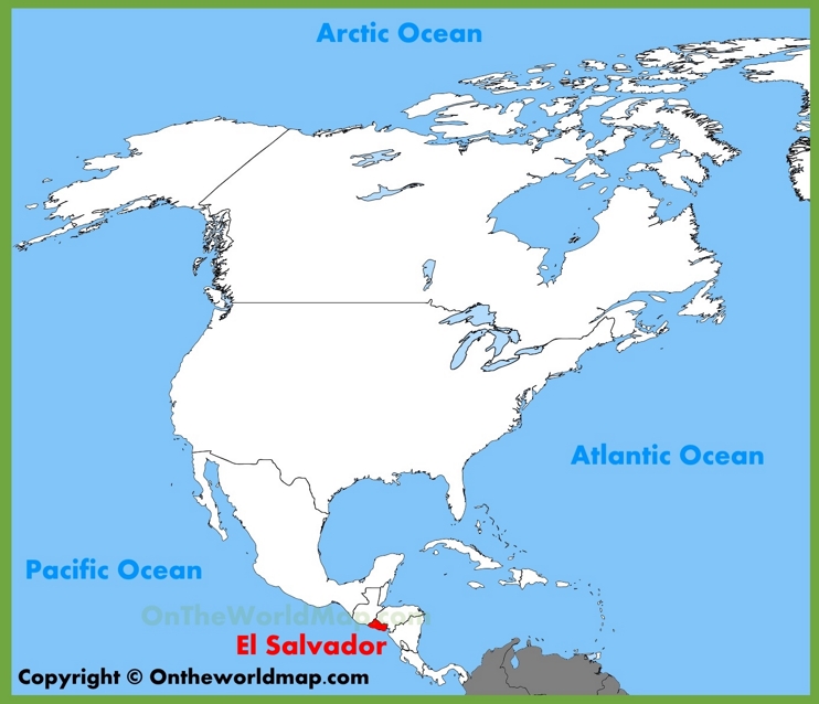 El Salvador en el mapa de América del Norte