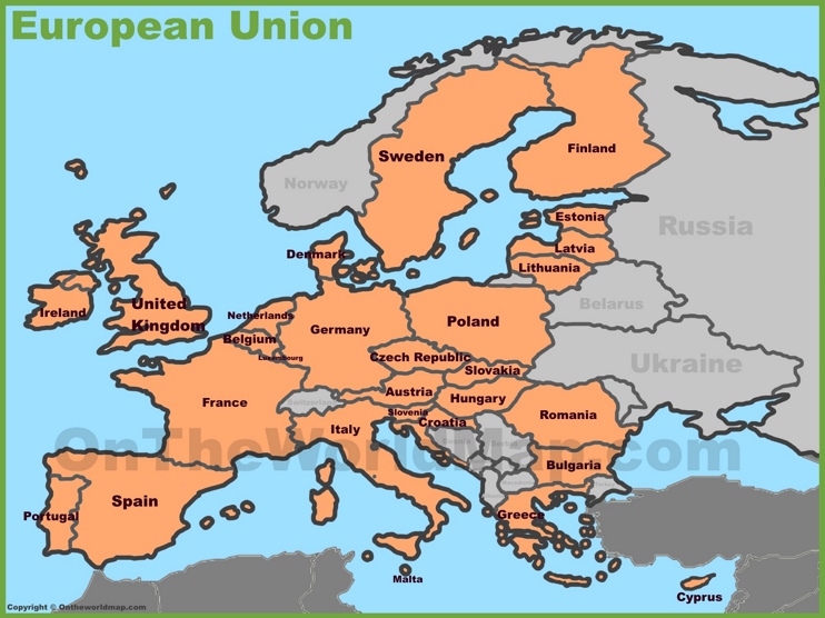 Mapa de países de la Unión Europe