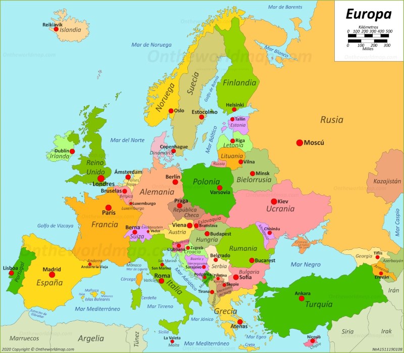 Mapa de Europa con Capitales