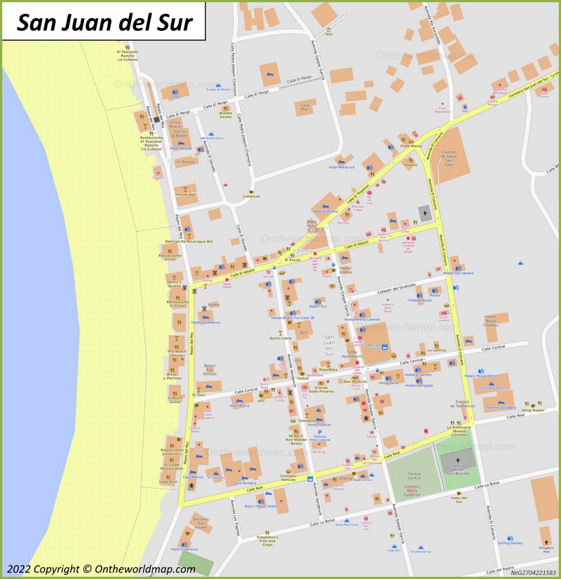 Mapa de San Juan del Sur | Nicaragua | Mapas Detallados de San Juan del Sur