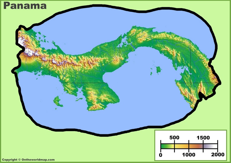 Mapa fisico de Panamá