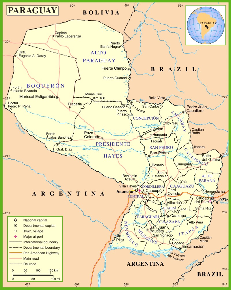 Mapa de carreteras de Paraguay