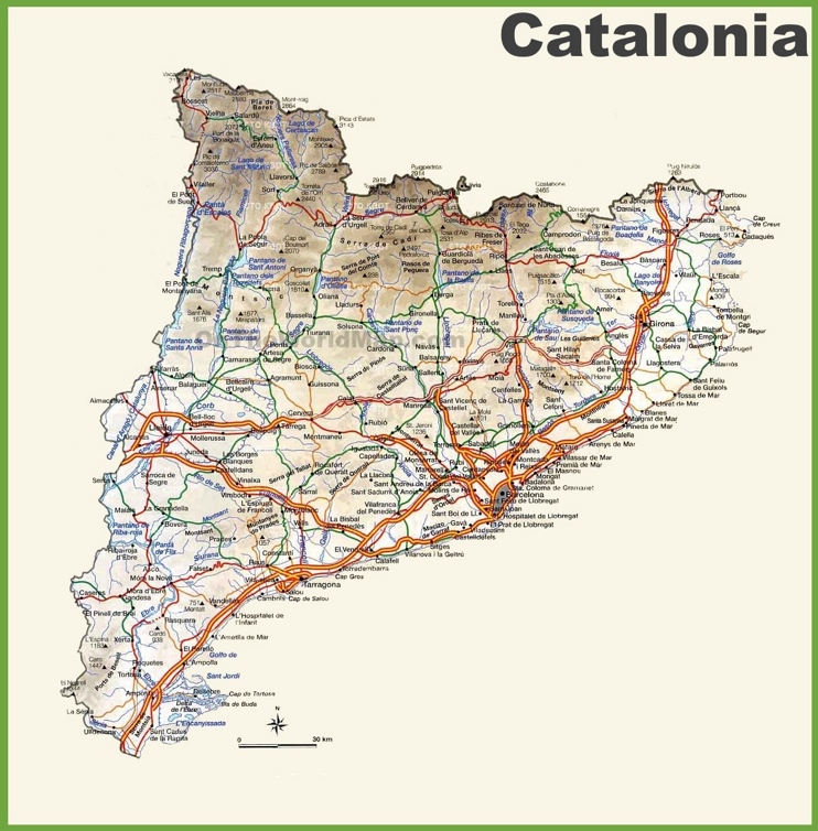 Cataluña carreteras mapa