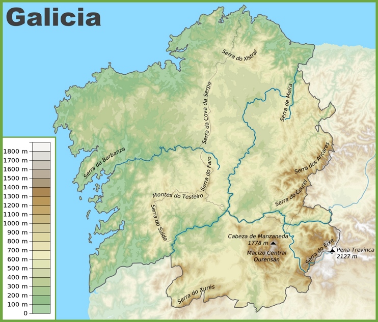 Galicia - Mapa Fisico