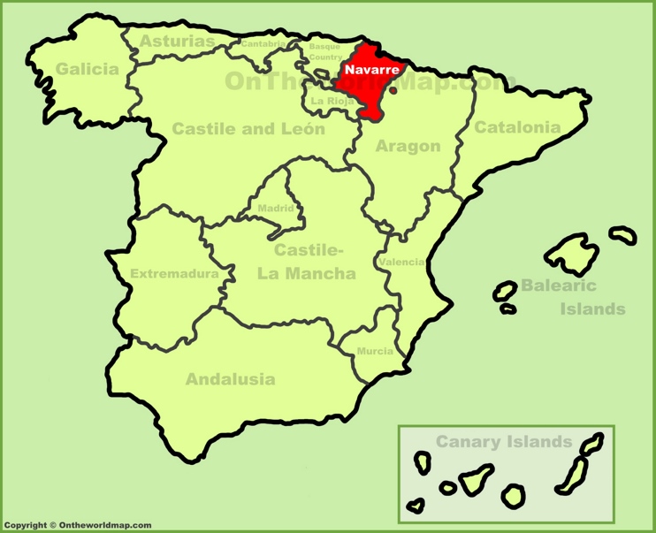 Navarra en el mapa de España