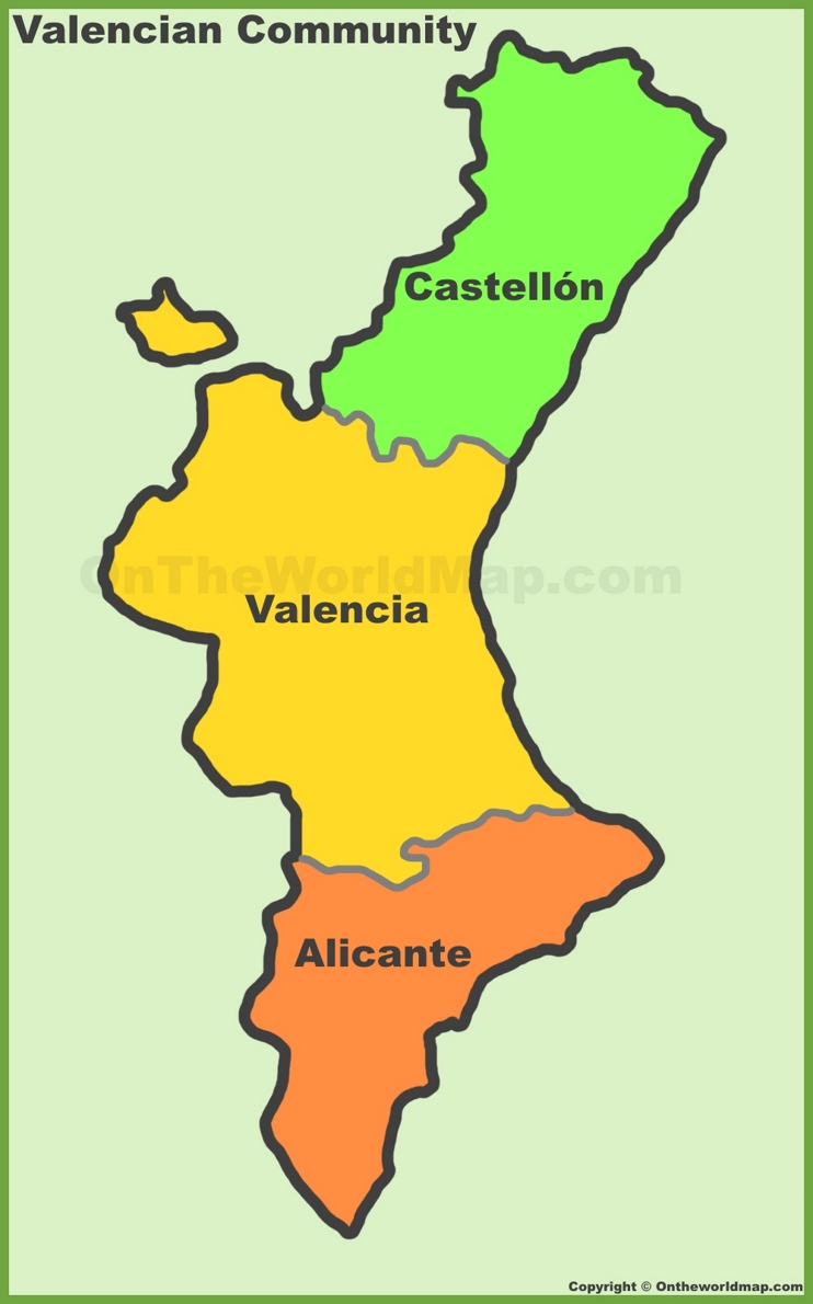 Comunidad Valenciana Provincias Mapa