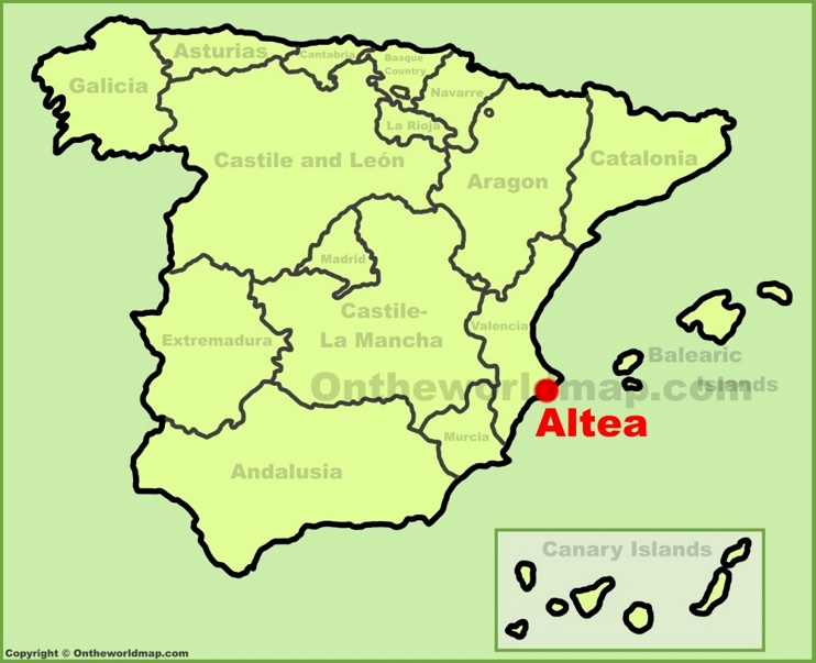 Altea en el mapa de España