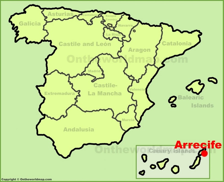 Arrecife en el mapa de España