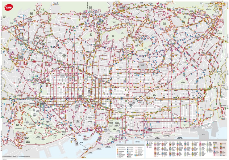 Barcelona - Mapa de autobuses