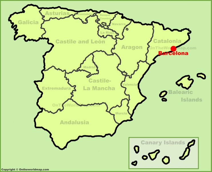 Barcelona en el mapa de España