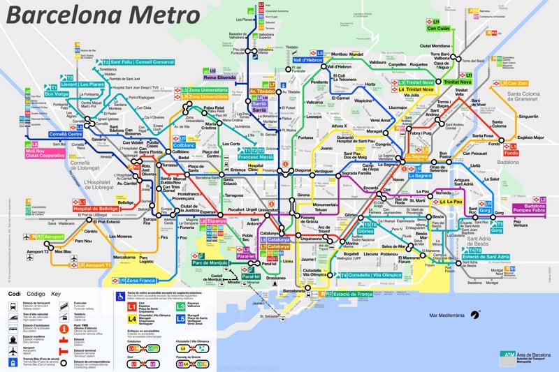 Barcelona Metro y Tranvía Mapa
