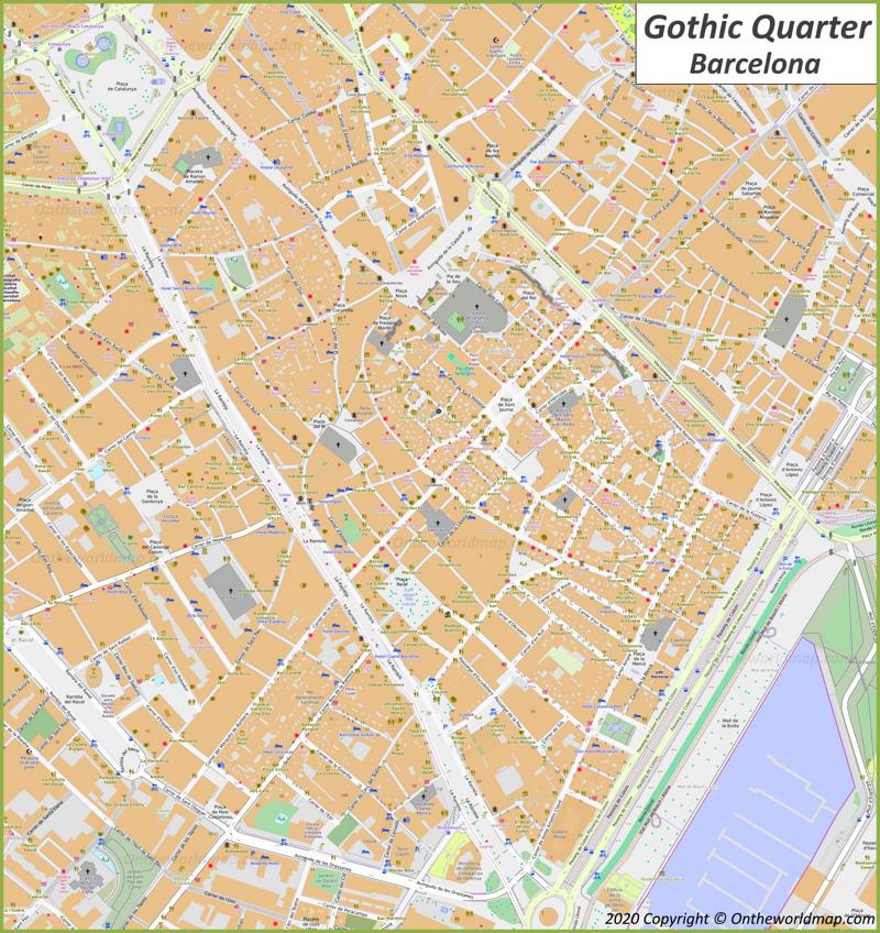 Mapa del Barrio Gótico de Barcelona