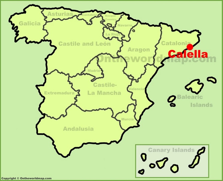 Calella en el mapa de España