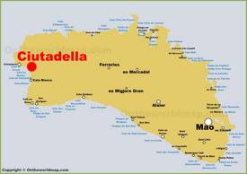 Ciutadella Location en The Menorca Mapa