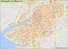 Mapa detallado de Ciutadella de Menorca