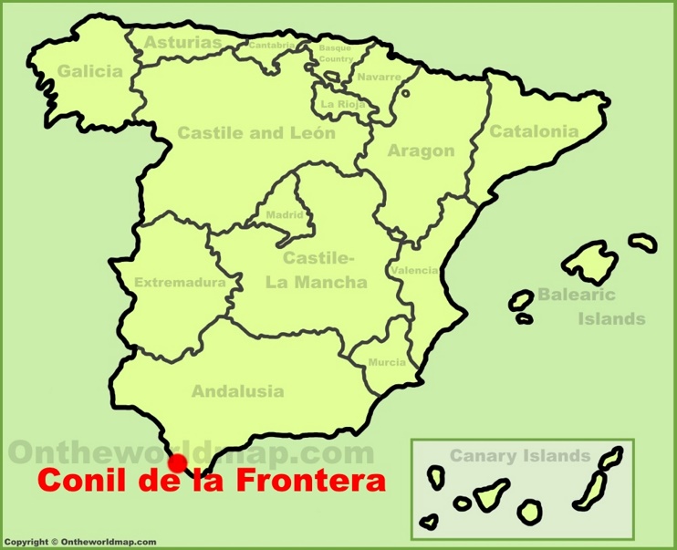 Conil de la Frontera en el mapa de España