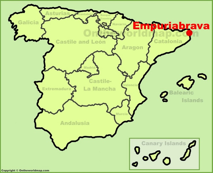 Empuriabrava en el mapa de España