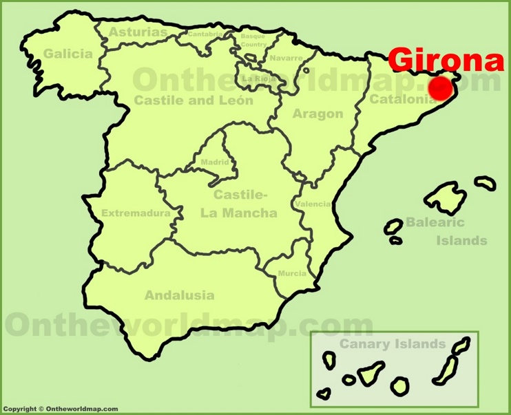 Girona en el mapa de España