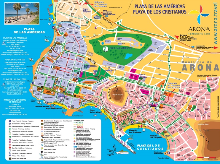 Los Cristianos y Playa de las Américas - Mapa Turistico
