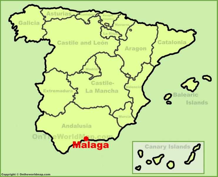 Málaga en el mapa de España