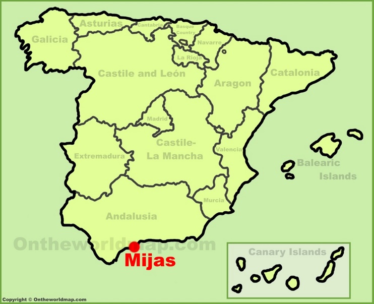 Mijas en el mapa de España