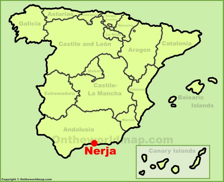 Nerja en el mapa de España