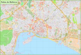 Gran mapa detallado de Palma de Mallorca