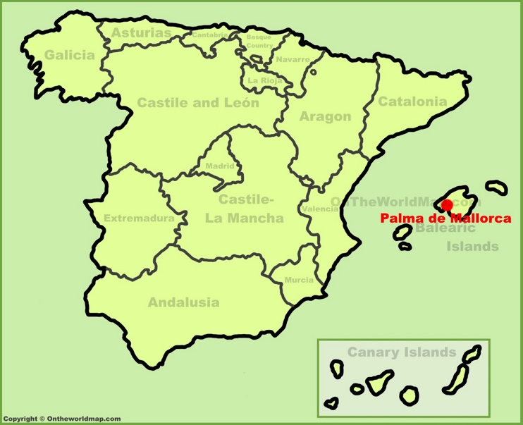 Palma de Mallorca en el mapa de España