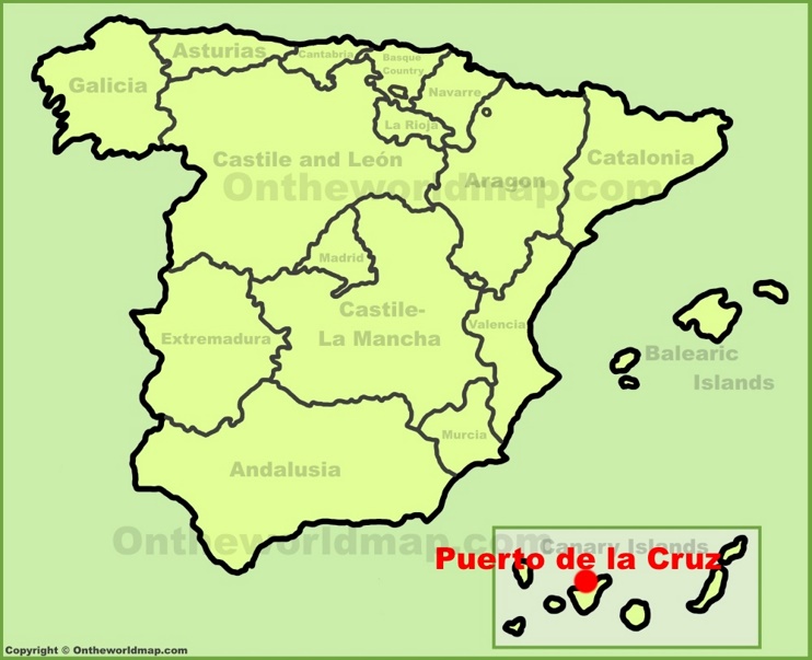 Puerto de la Cruz en el mapa de España