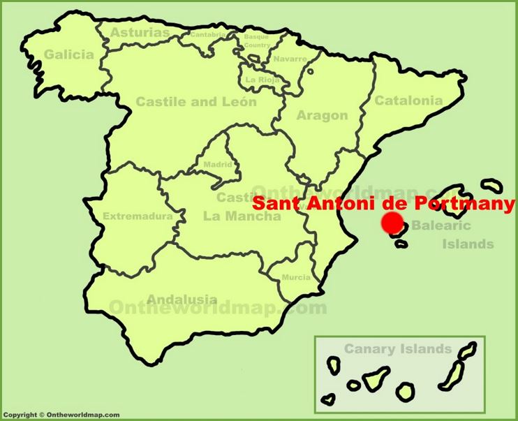 Sant Antoni de Portmany en el mapa de España