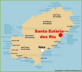 Santa Eulària des Riu en el mapa de Ibiza