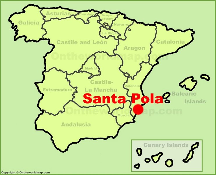 Santa Pola en el mapa de España