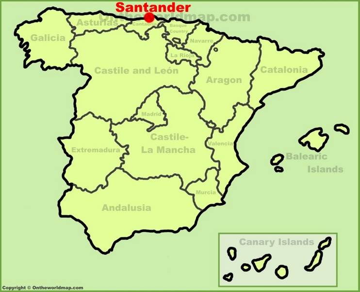 Santander en el mapa de España