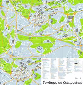 Santiago de Compostela atracciones turísticas mapa
