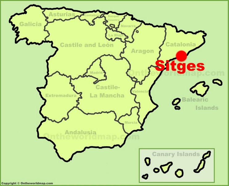 Sitges en el mapa de España