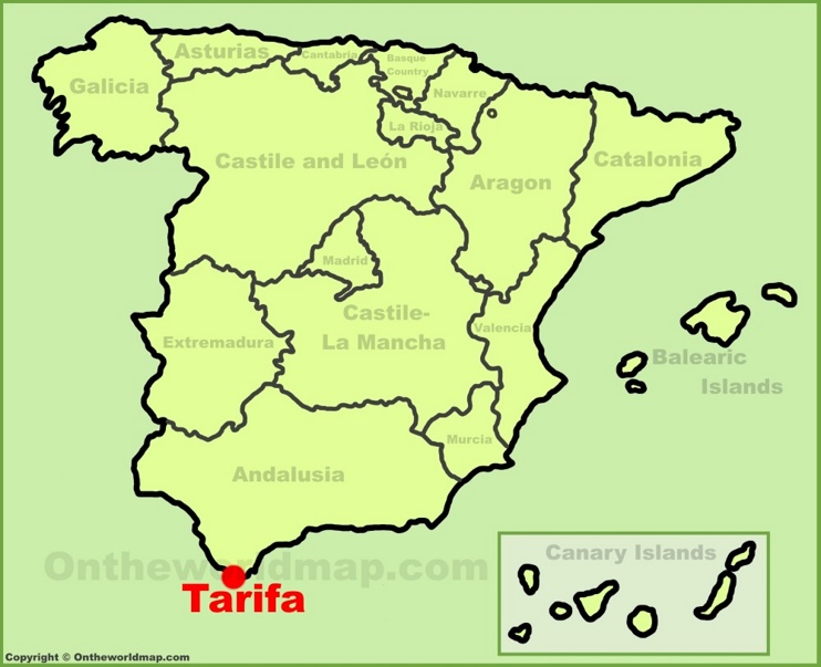 Tarifa en el mapa de España