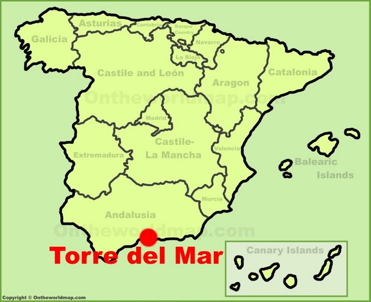 Torre del Mar en el mapa de España