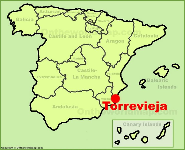 Torrevieja en el mapa de España