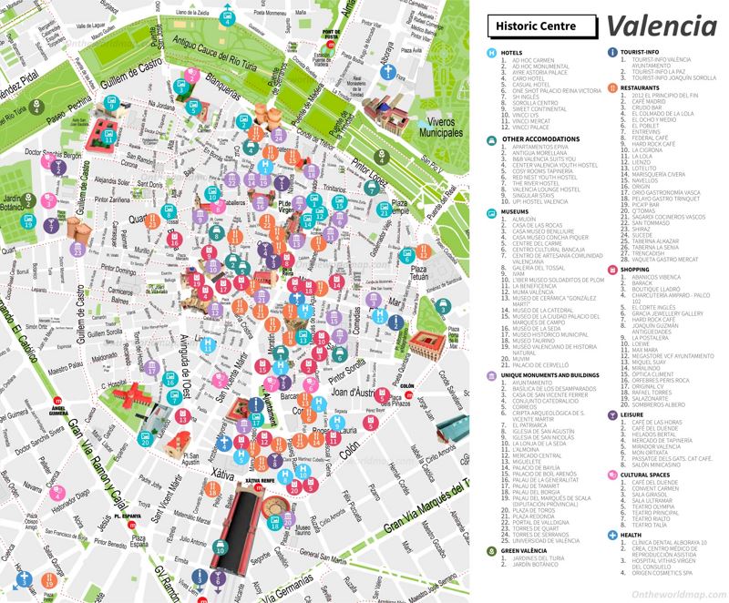 Mapa del Centro Histórico de Valencia