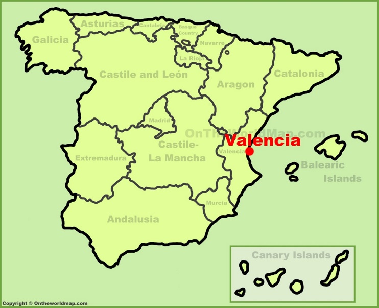 Valencia en el mapa de España