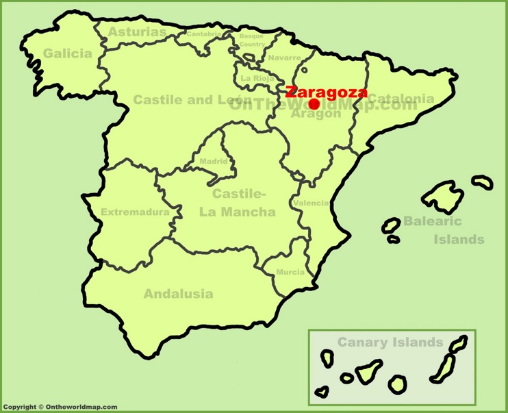 Zaragoza en el mapa de España