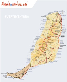 Gran mapa detallado de Fuerteventura with playas