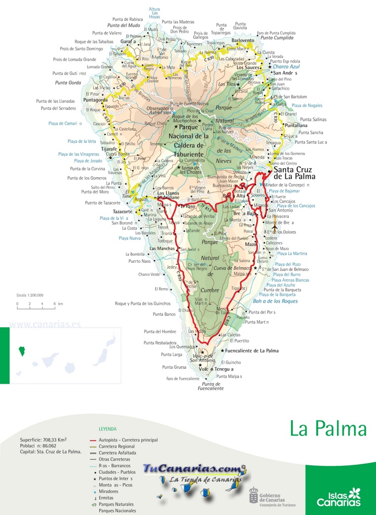 La Palma Carreteras Mapa
