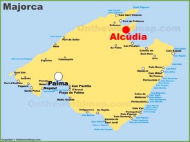 Alcúdia en el mapa de Mallorca