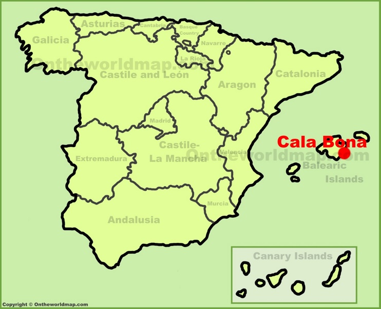 Cala Bona en el mapa de España