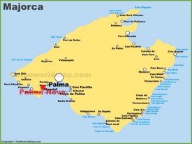 Palmanova en el mapa de Mallorca