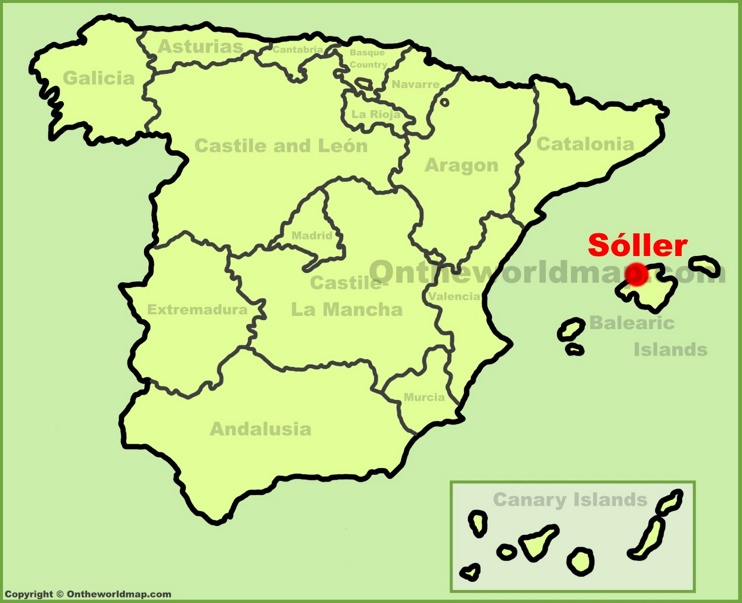 Sóller en el mapa de España